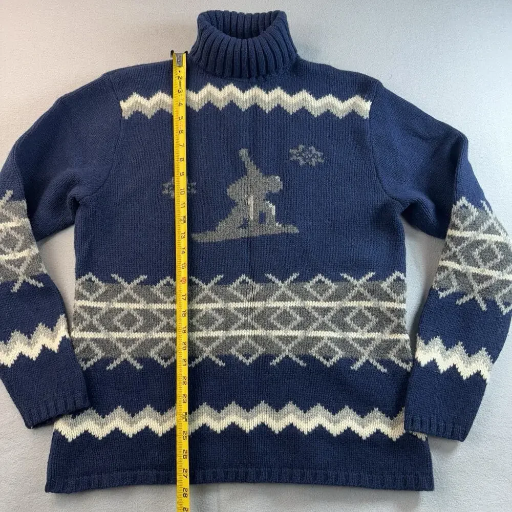 Vintage Old Navy Sweater Women XL Lambswool Turtle Snowboarder Fair Isle